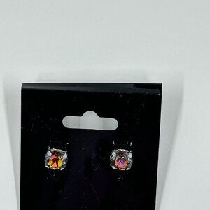 8mm Handset Post Earrings - Green Sphinx Swarovski Crystal -